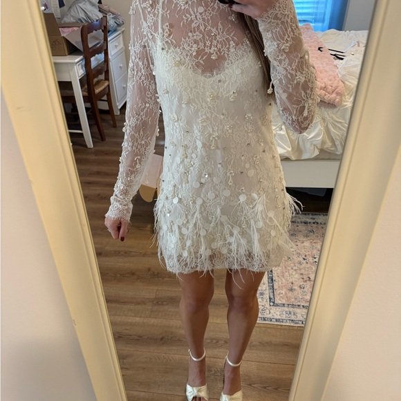 LoveShackFancy Alouetta Embellished Lace Mini Dress - Picture 6 of 7